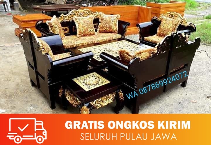 Kursi Sofa Madura Full ukiran Kayu Jati Perhutani Jepara
